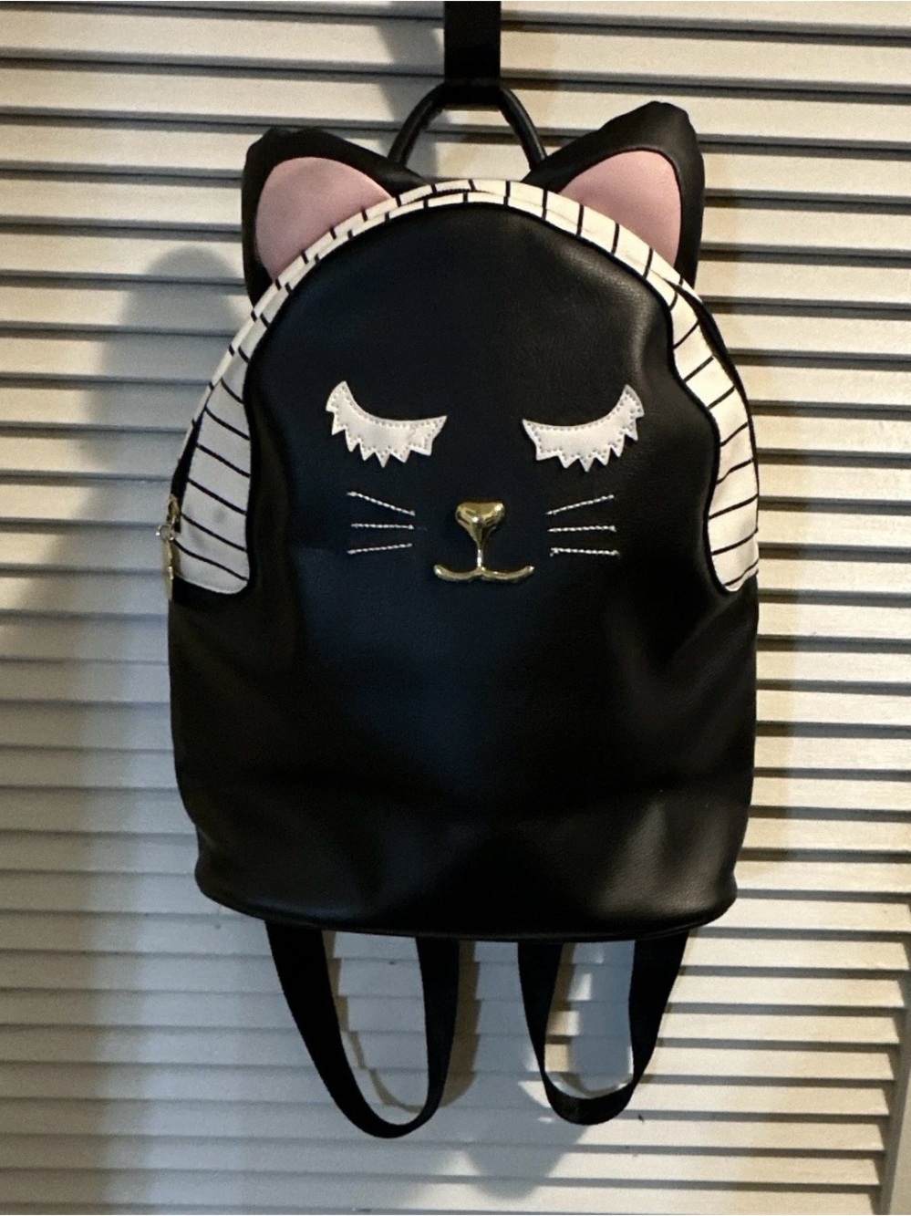 Betsey Johnson Black and Pink Patterned Backpack